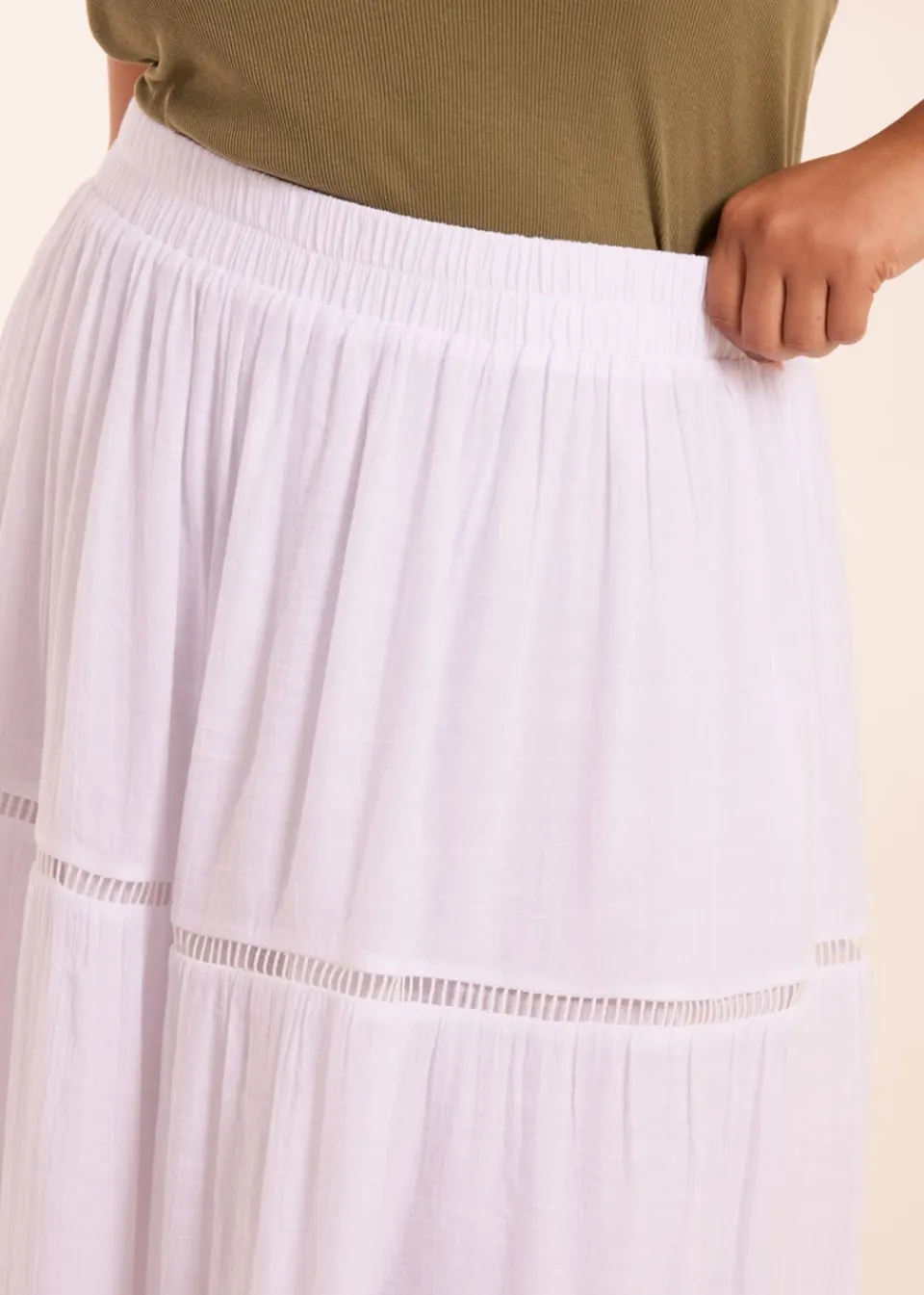 Skirts>Blue Vanilla Curve White Ladder Trim Maxi Skirt