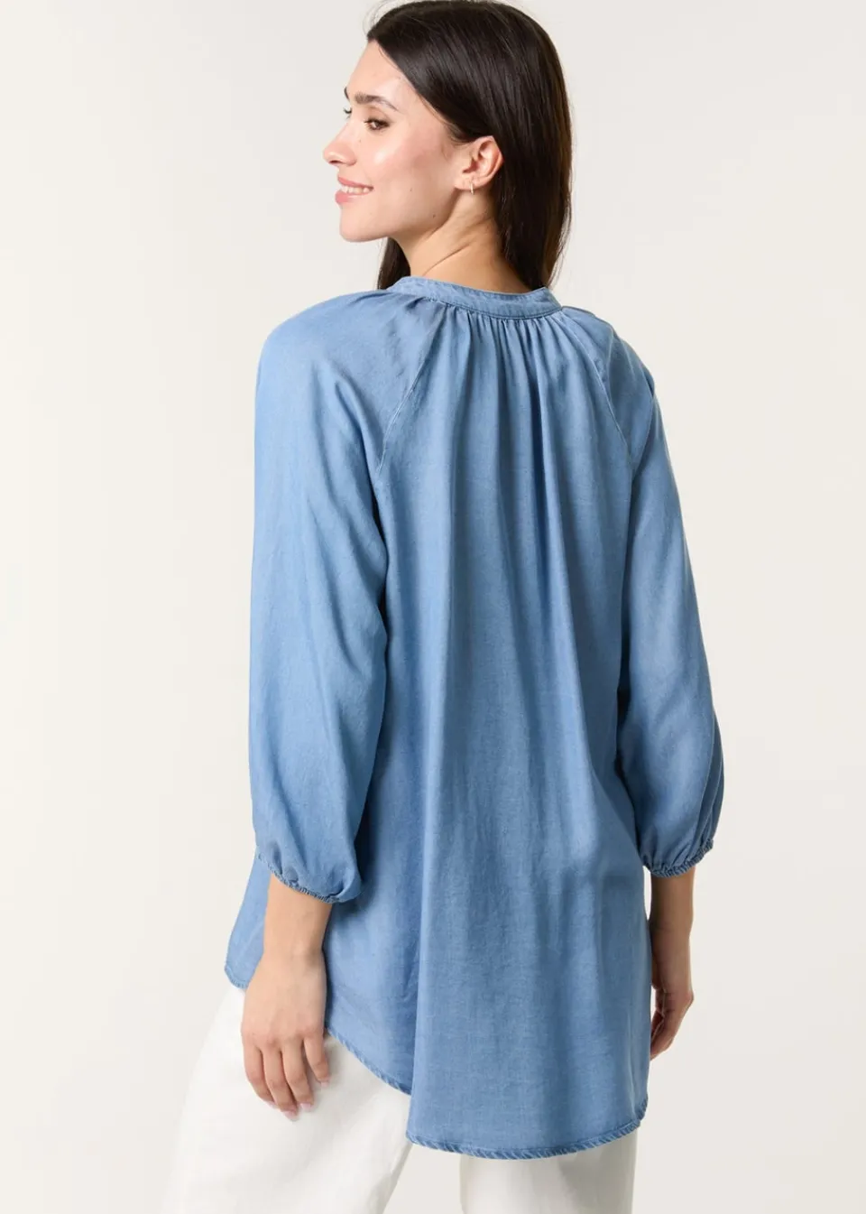 Tops>Blue Vanilla Denim Button Front Denim Blouse