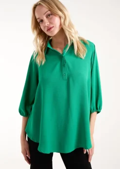 Tops>Blue Vanilla Batwing Shirt Green