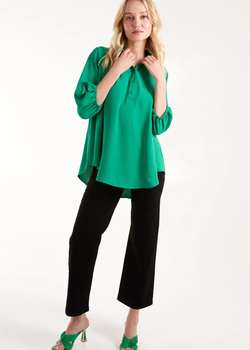 Tops>Blue Vanilla Batwing Shirt Green