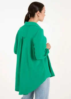 Tops>Blue Vanilla Green Front Button Shirt