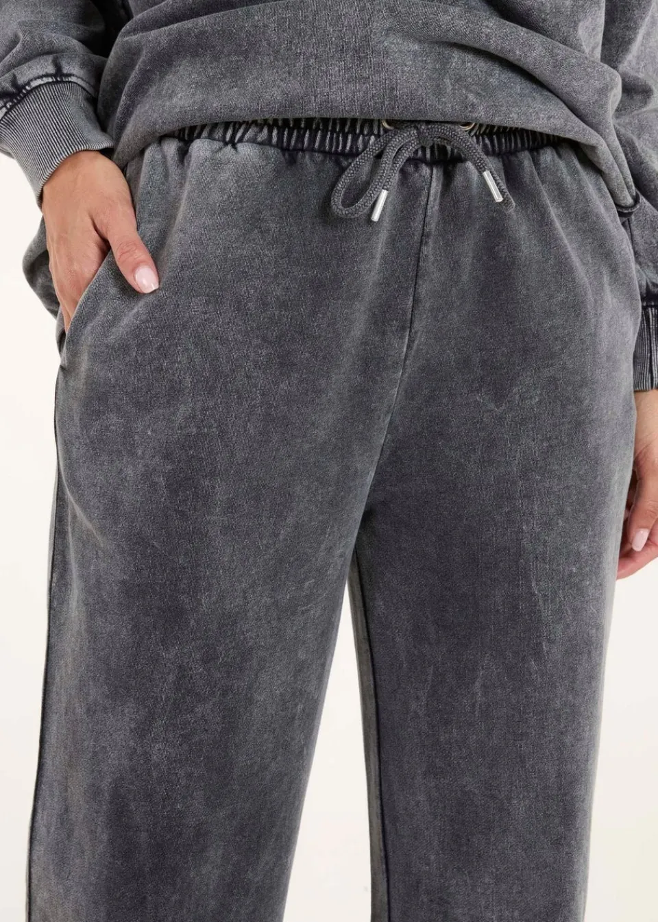Trousers>Blue Vanilla Grey Acid Wash Straight Leg Joggers