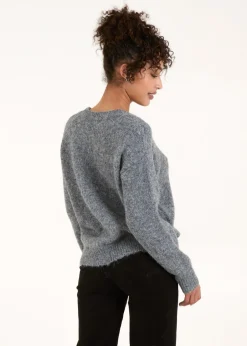 Tops>Blue Vanilla Grey Embellished Heart Knit Jumper