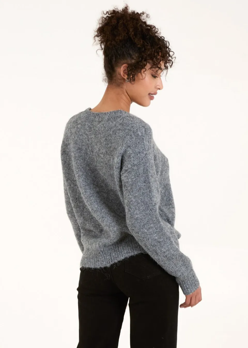 Tops>Blue Vanilla Grey Embellished Heart Knit Jumper