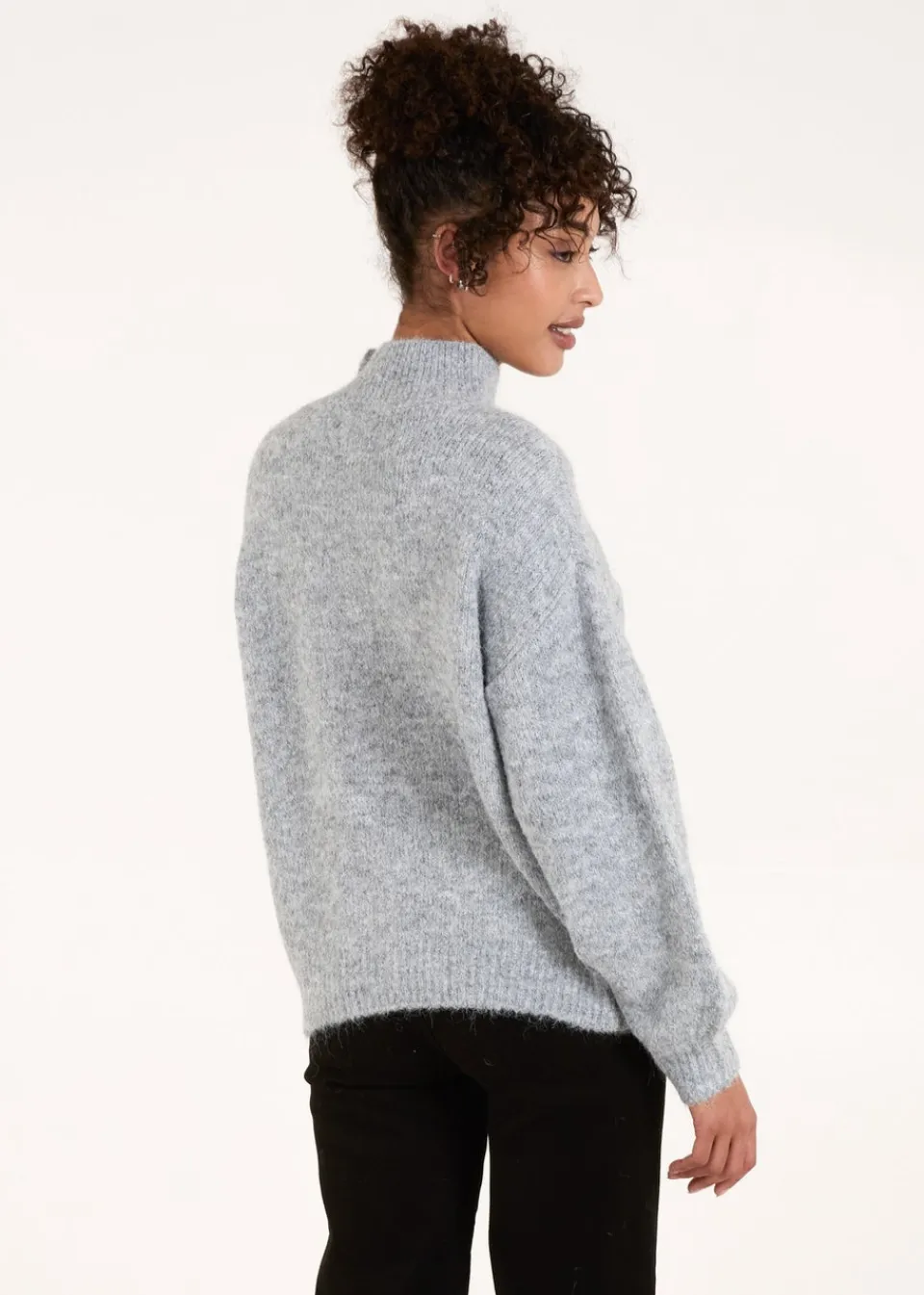 Tops>Blue Vanilla Grey Jewel Button Knit Jumper