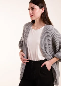 Tops>Blue Vanilla Knitted Mid Length Cardigan Grey