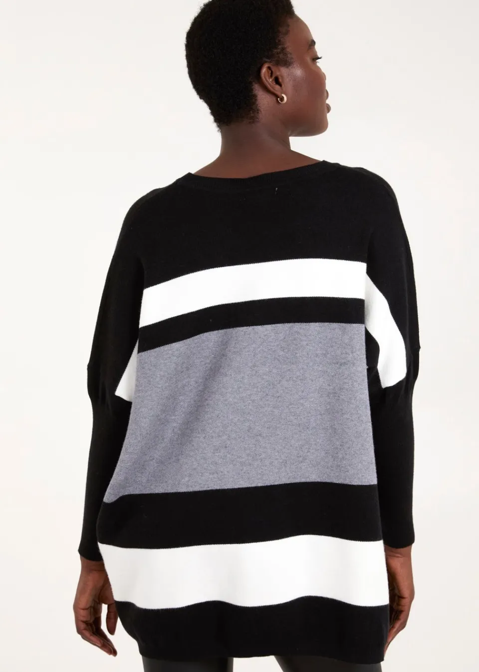 Tops>Blue Vanilla Grey Multi Stripe Colour Block Jumper