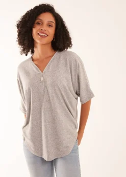 Tops>Blue Vanilla Zip Front Top Grey