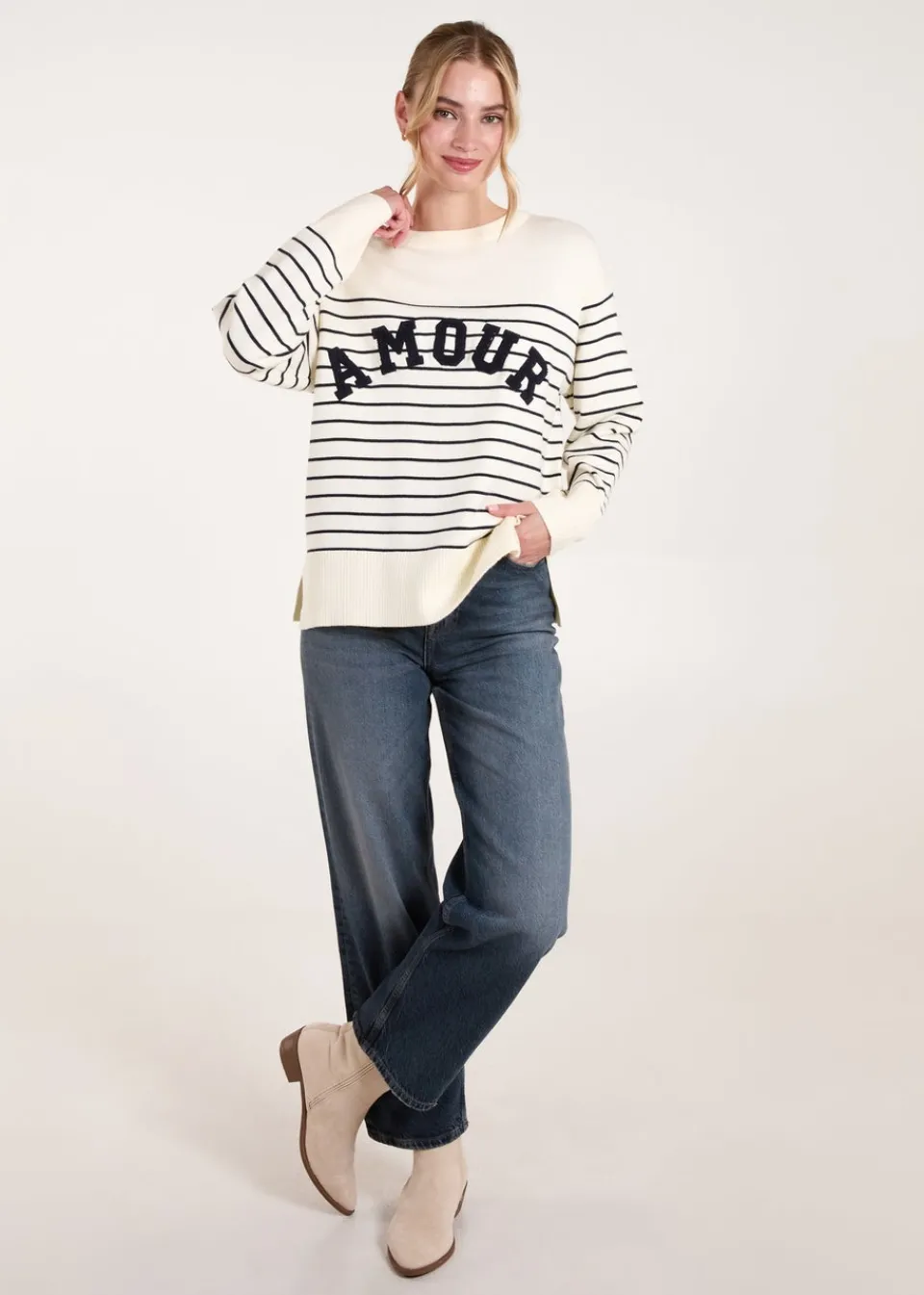 Knitwear>Blue Vanilla Ivory Amour Towelling Jumper