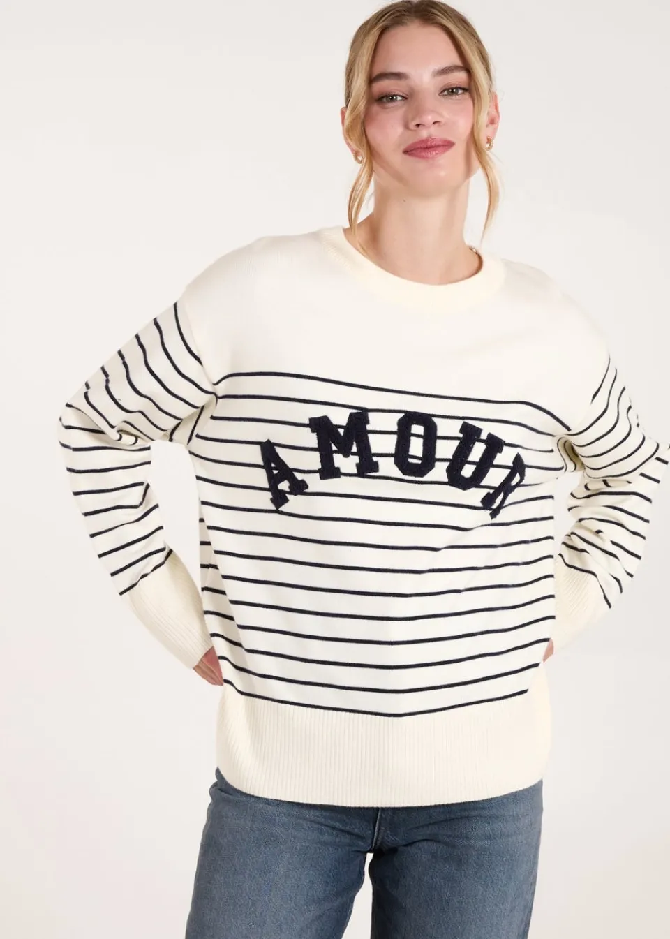 Knitwear>Blue Vanilla Ivory Amour Towelling Jumper