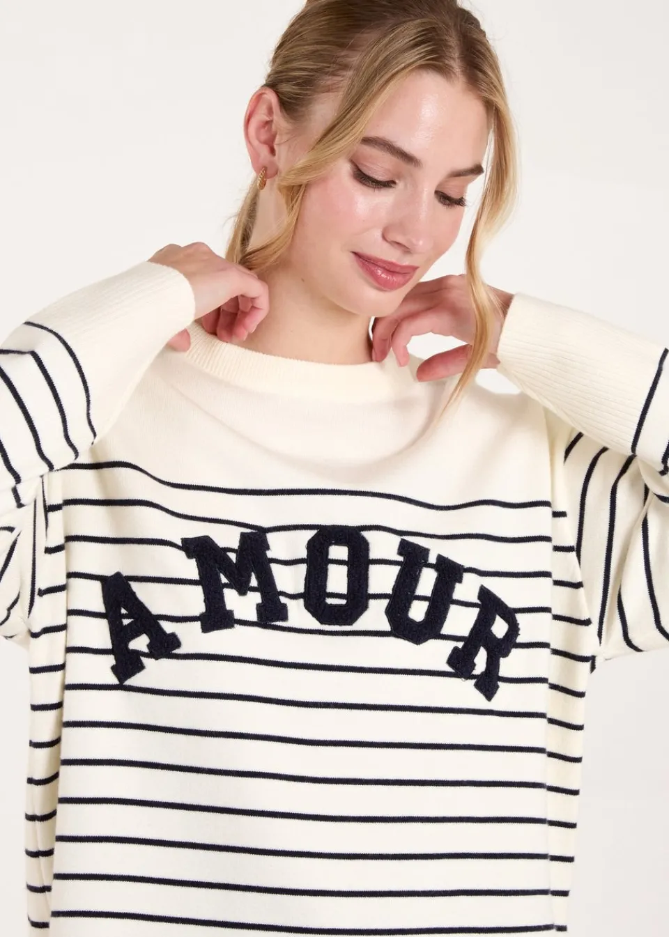 Knitwear>Blue Vanilla Ivory Amour Towelling Jumper