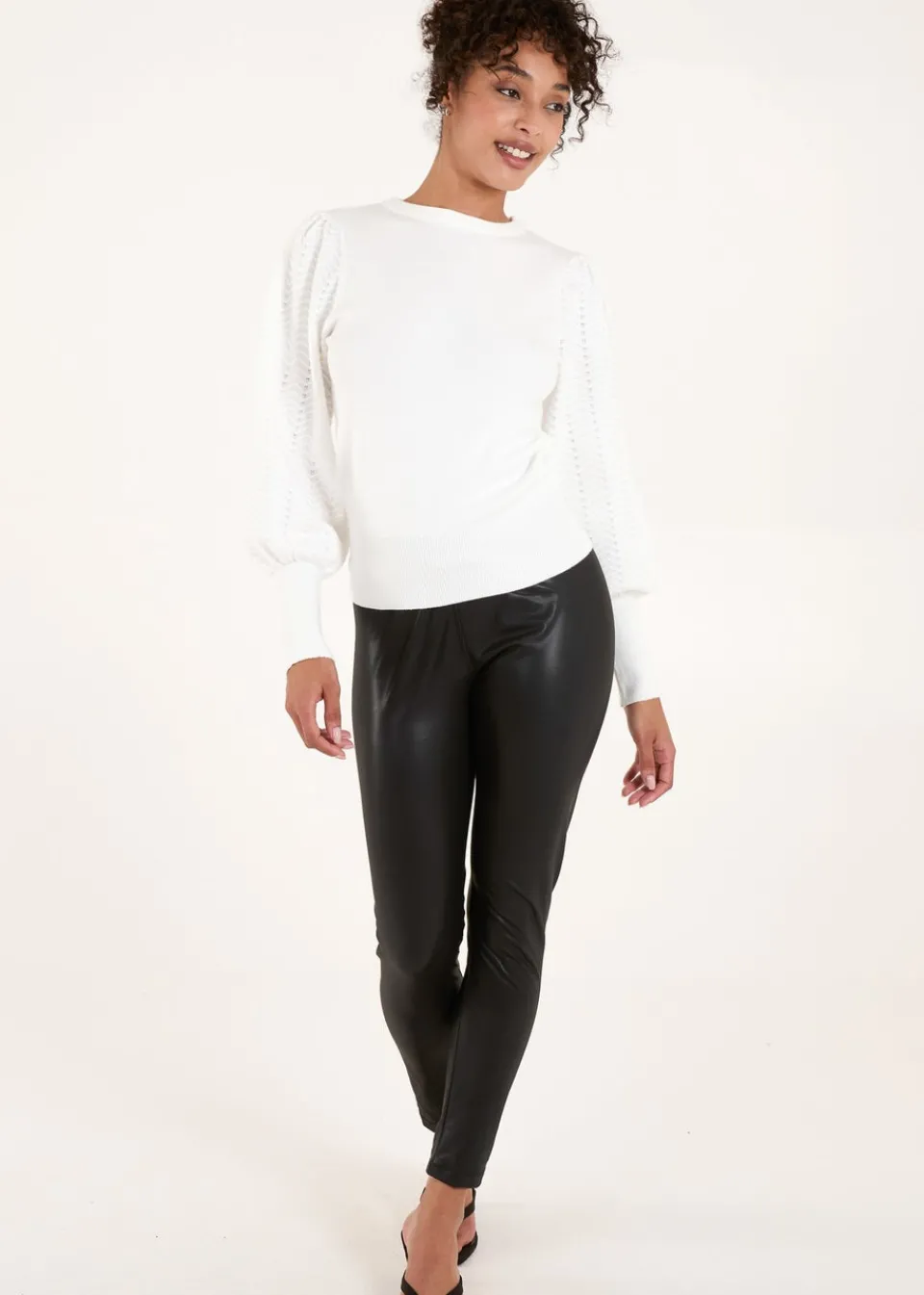Knitwear>Blue Vanilla Ivory Balloon Sleeve Knit Jumper