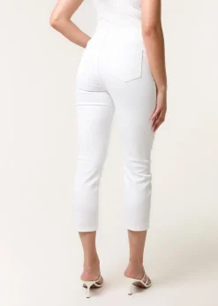 Trousers>Blue Vanilla Ivory Button Front Capri Trouser