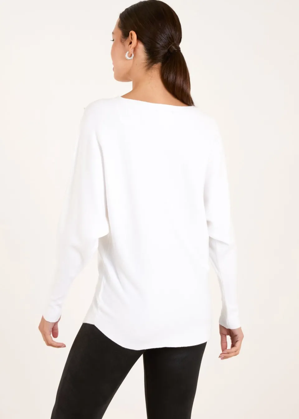 Tops>Blue Vanilla Ivory Embellished Pearl Knitted Jumper
