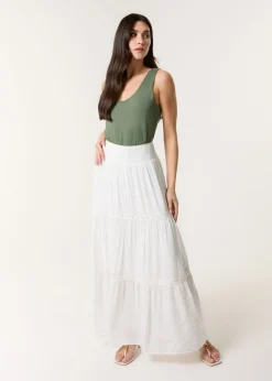 Skirts>Blue Vanilla Ivory Mix Crochet Maxi Skirt