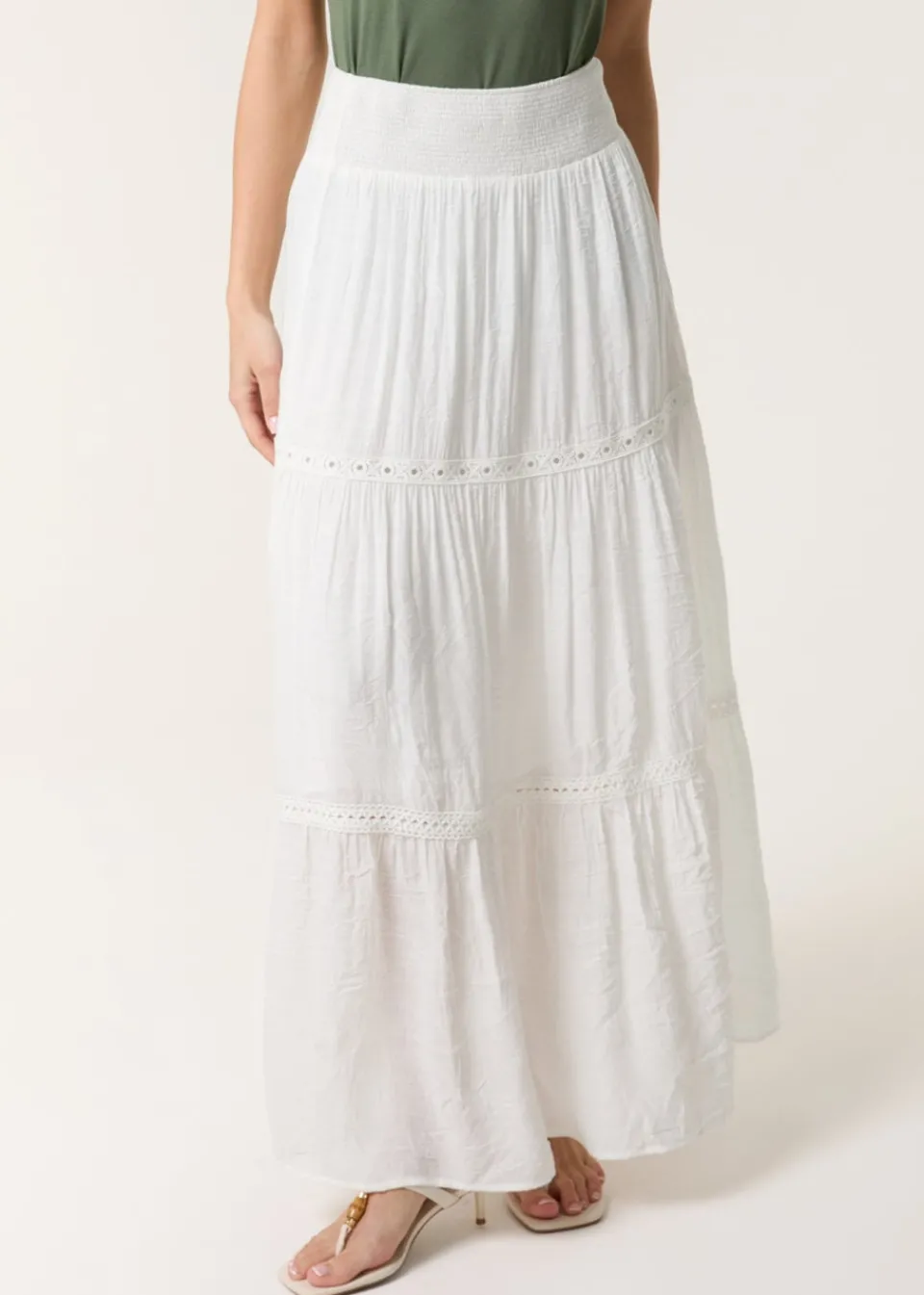 Skirts>Blue Vanilla Ivory Mix Crochet Maxi Skirt