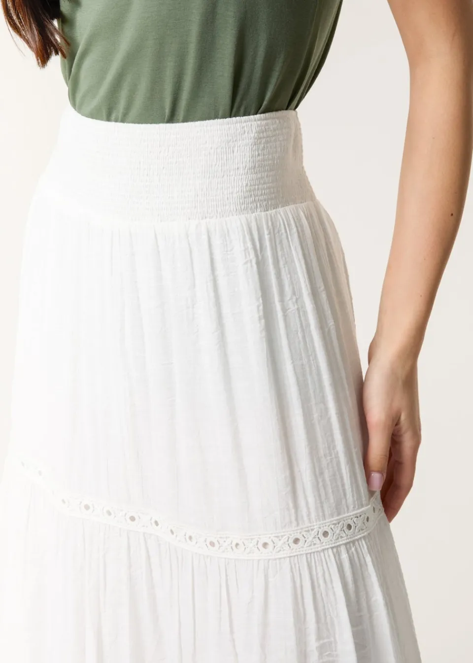 Skirts>Blue Vanilla Ivory Mix Crochet Maxi Skirt