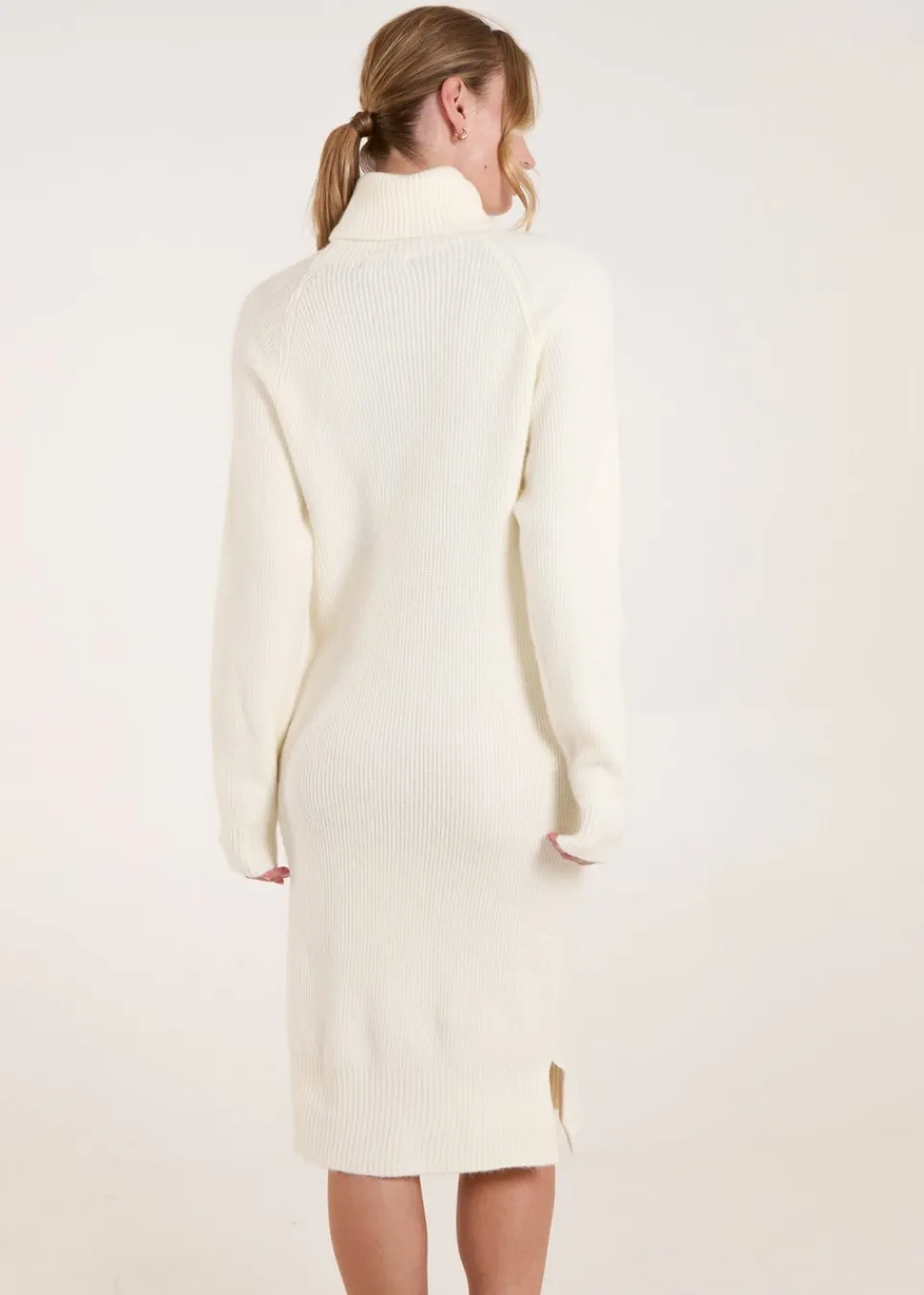 Knitwear>Blue Vanilla Ivory Roll Neck Jumper Dress