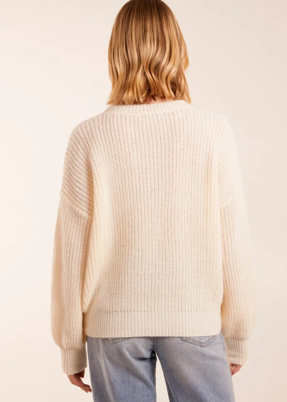 Tops>Blue Vanilla Ivory Sequin Daisy Flower Knitted Jumper