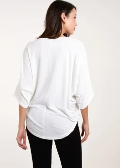 Tops>Blue Vanilla Ivory Studded Zip Front Top