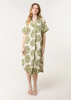 Dresses>Blue Vanilla Khaki Collar Midi Tunic