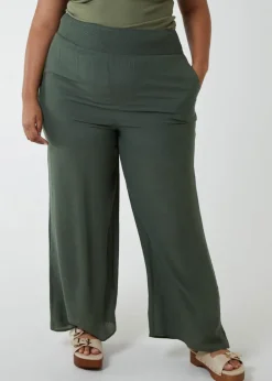 Trousers>Blue Vanilla Curve Wide Leg Trousers Khaki