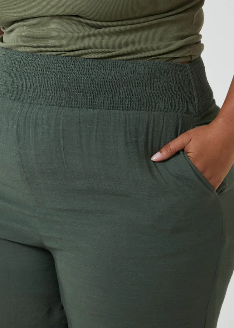 Trousers>Blue Vanilla Curve Wide Leg Trousers Khaki
