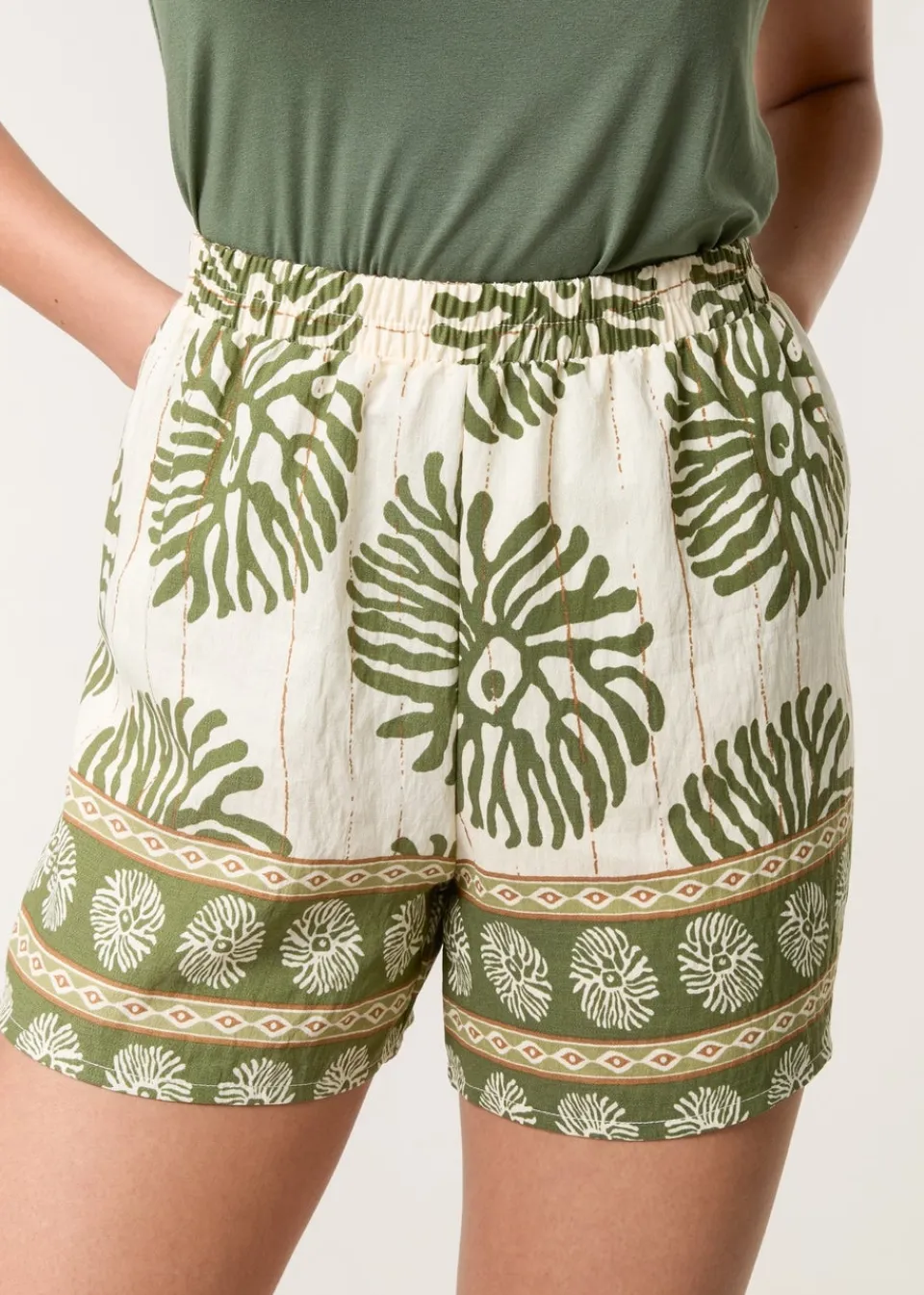 Shorts>Blue Vanilla Khaki Elasticated Shorts