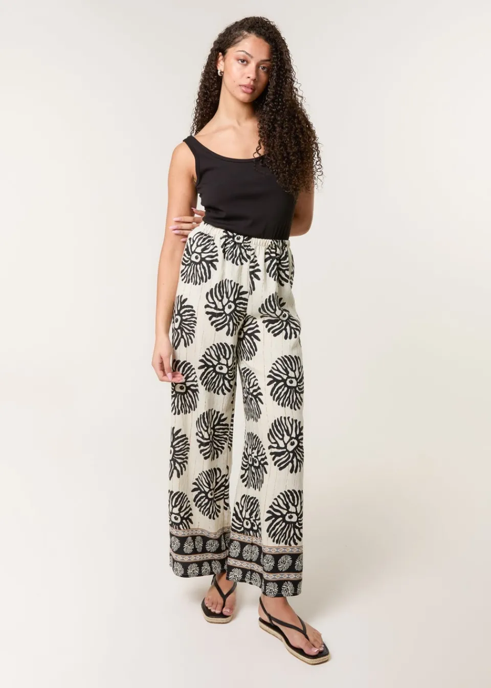 Trousers>Blue Vanilla Khaki Printed Elasticated Trousers