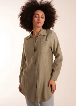 Tops>Blue Vanilla Khaki Striped Shirt