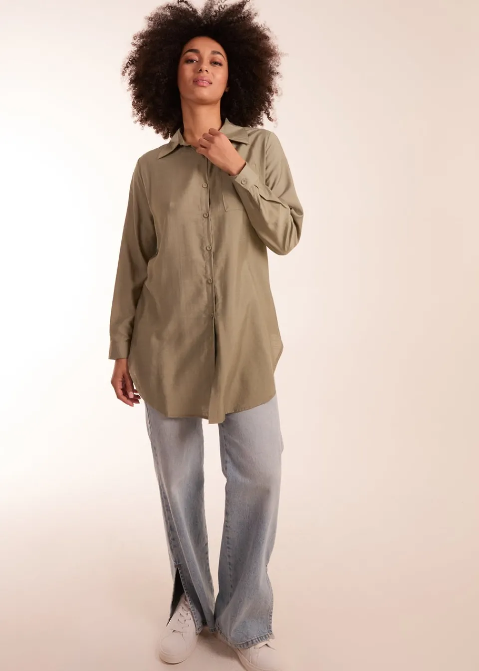 Tops>Blue Vanilla Khaki Striped Shirt