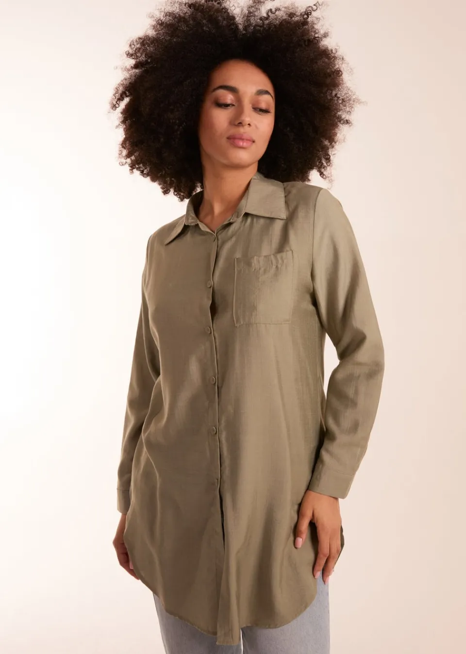 Tops>Blue Vanilla Khaki Striped Shirt