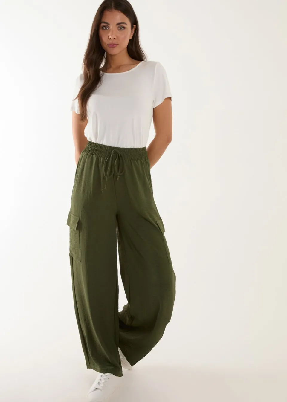 Trousers>Blue Vanilla Khaki Wide Leg Combat Trousers