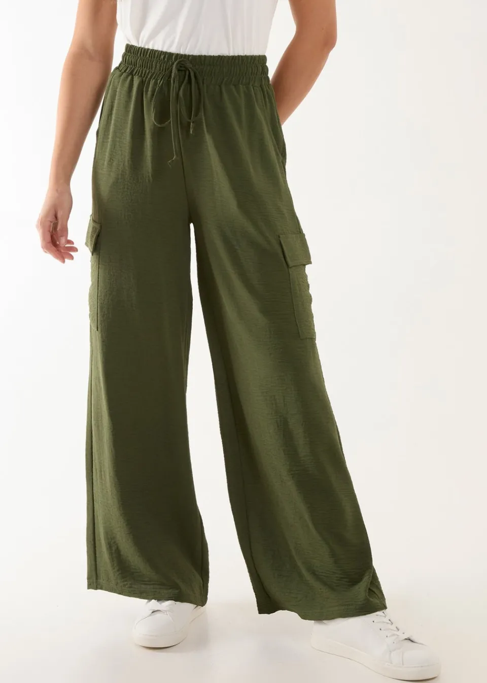 Trousers>Blue Vanilla Khaki Wide Leg Combat Trousers