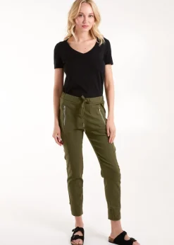 Trousers>Blue Vanilla Khaki Zip Drawstring Trousers