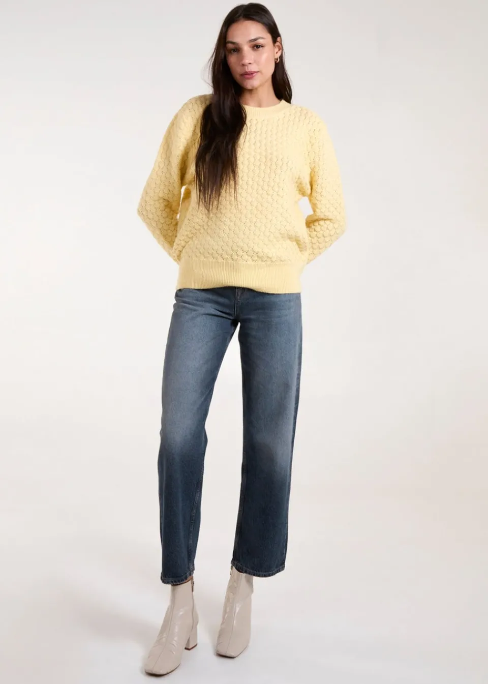 Knitwear>Blue Vanilla Lemon Textured Knit Jumper