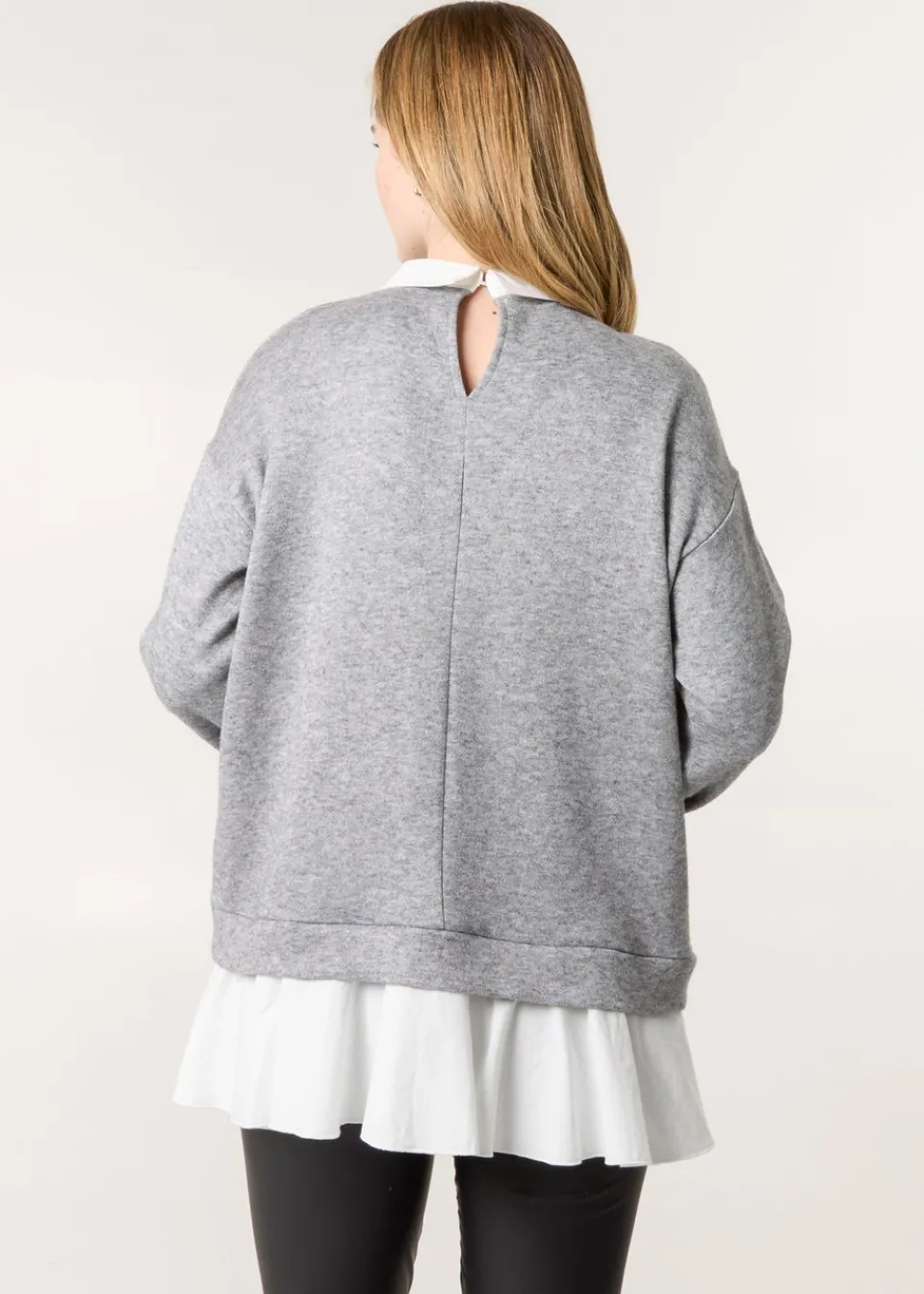 Knitwear>Blue Vanilla Light Grey 2in1 Cut & Sew Sweater