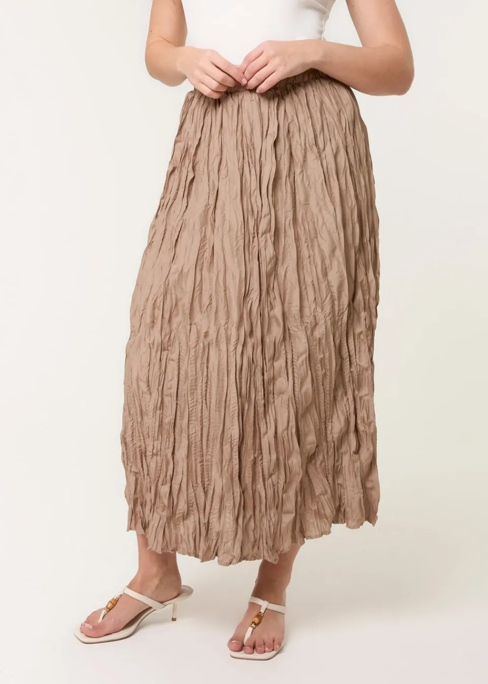 Skirts>Blue Vanilla Mocha Crinkled Texture Skirt
