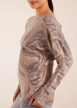 Tops>Blue Vanilla Mocha Geometric Swirl Print Jumper