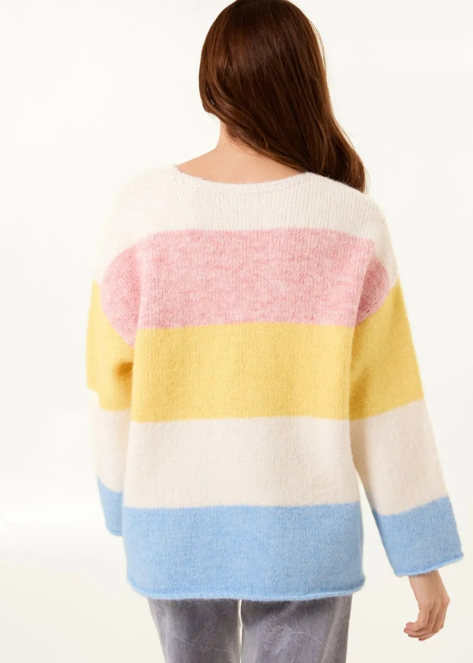 Knitwear>Blue Vanilla Multi Colourful Stripped V Neck Jumper