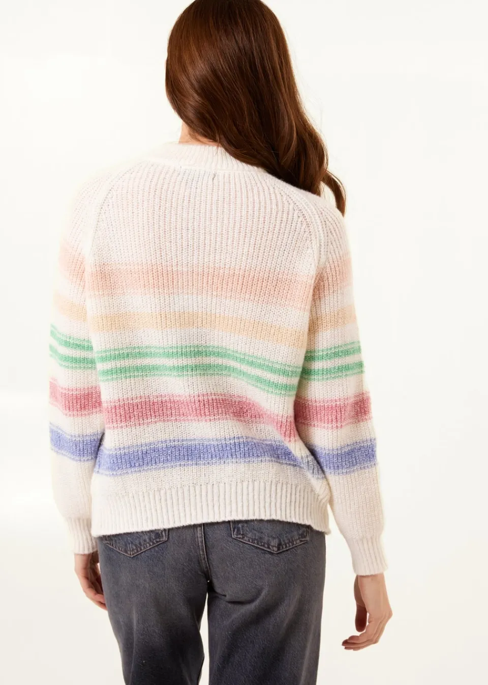 Tops>Blue Vanilla Multi Colourful 3D Flower Jumper With Stripes