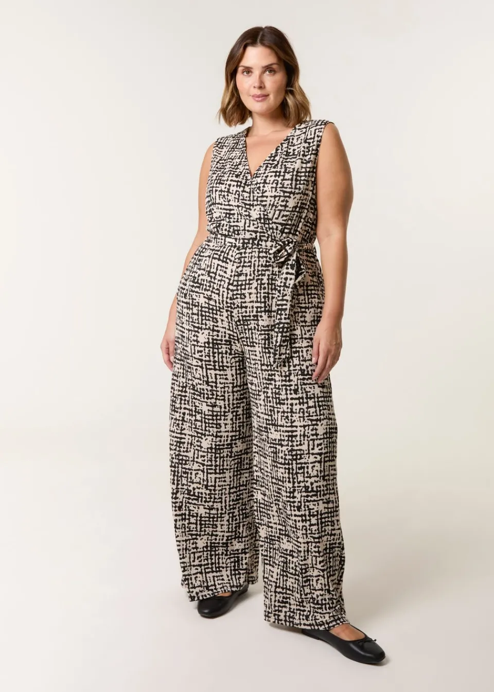 Jumpsuits & Playsuits>Blue Vanilla Multi Curve Sleeveless Belted Jumpsuit
