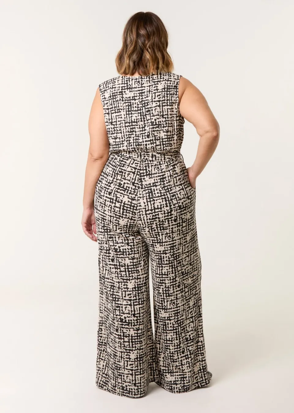 Jumpsuits & Playsuits>Blue Vanilla Multi Curve Sleeveless Belted Jumpsuit