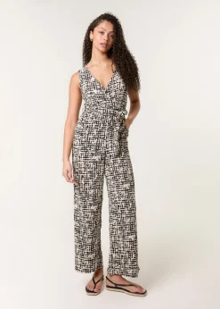Jumpsuits & Playsuits>Blue Vanilla Multi Sleeveless Belted Jumpsuit