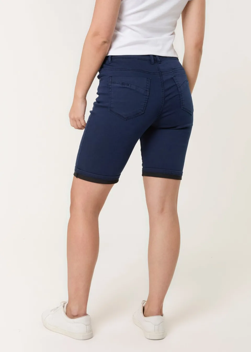 Shorts>Blue Vanilla Navy Denim Knee Length Shorts