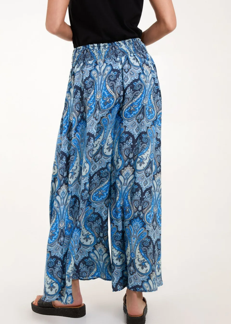 Trousers>Blue Vanilla Navy Embellished Waist Wide Leg Trouser