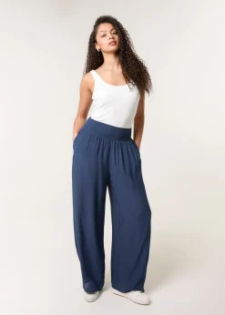 Trousers>Blue Vanilla Navy Shirred Trouser