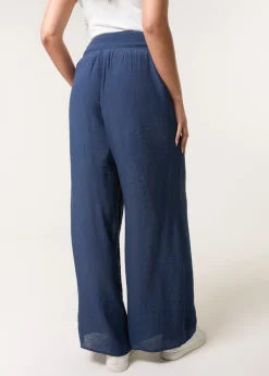 Trousers>Blue Vanilla Navy Shirred Trouser