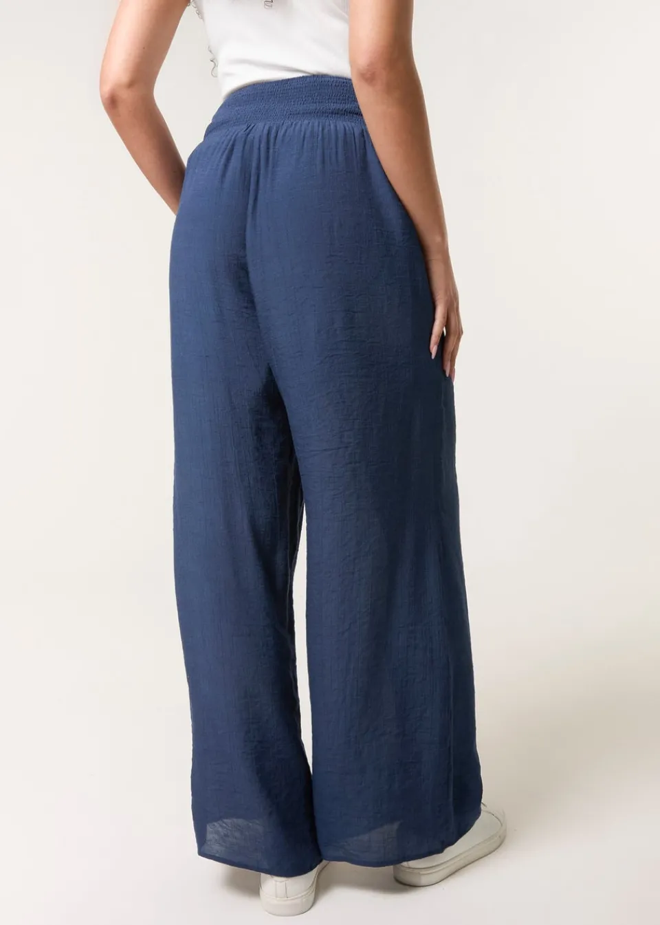 Trousers>Blue Vanilla Navy Shirred Trouser