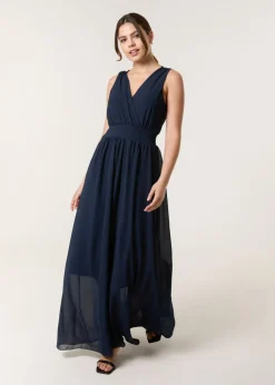 Dresses>Blue Vanilla Navy Sleeveless Wrap Front Maxi Dress
